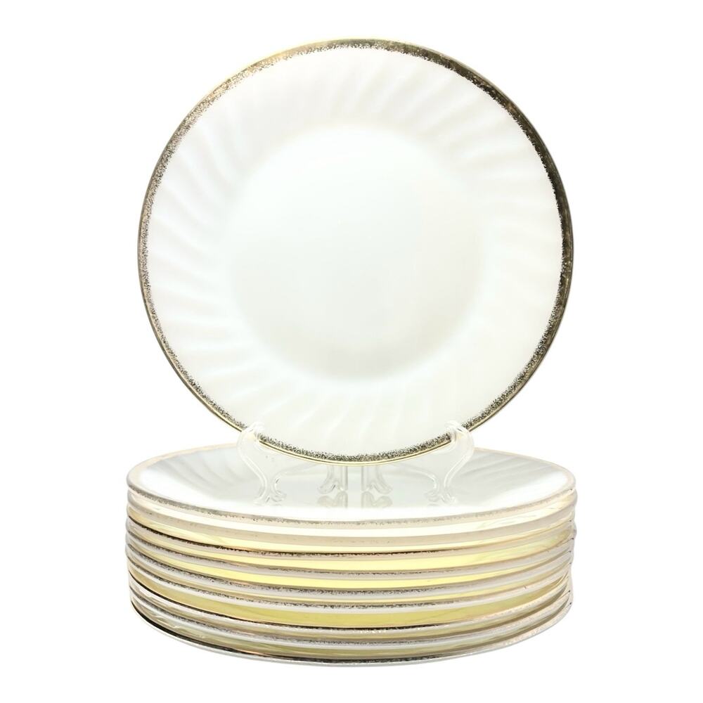 1950s Anchor Hocking, Fire King “Golden Anniversary” 11 Glass Dinner Plates 9”